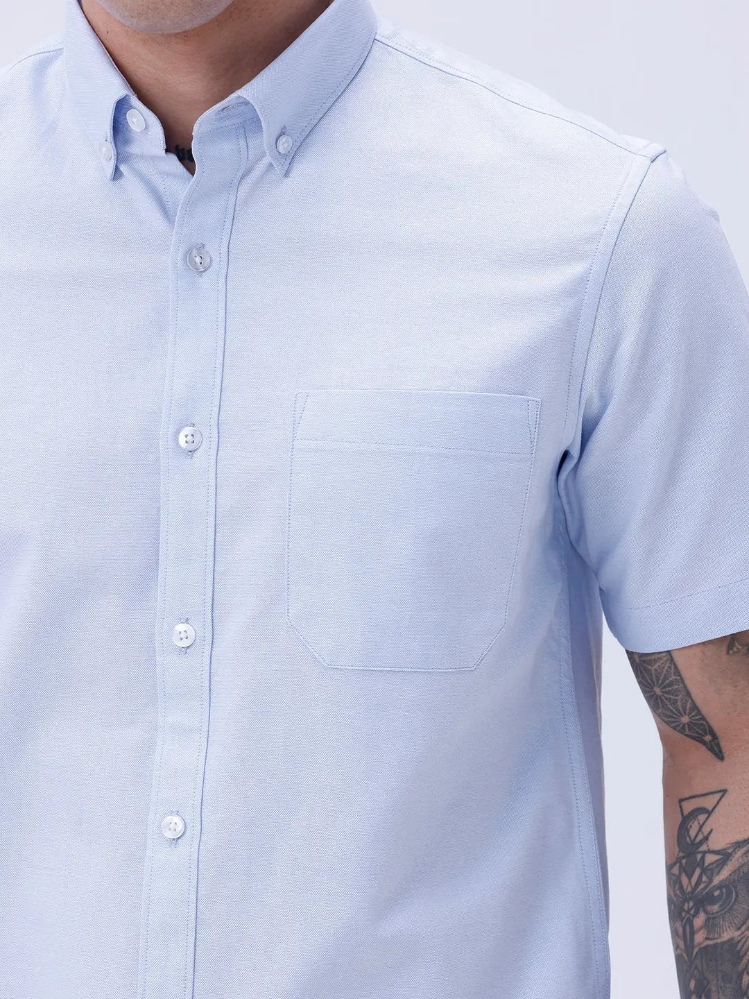 Blue Oxford Plain Short Sleeve ShirtUnited By Hope