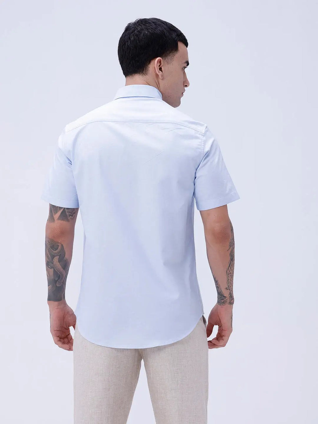 Blue Oxford Plain Short Sleeve ShirtUnited By Hope