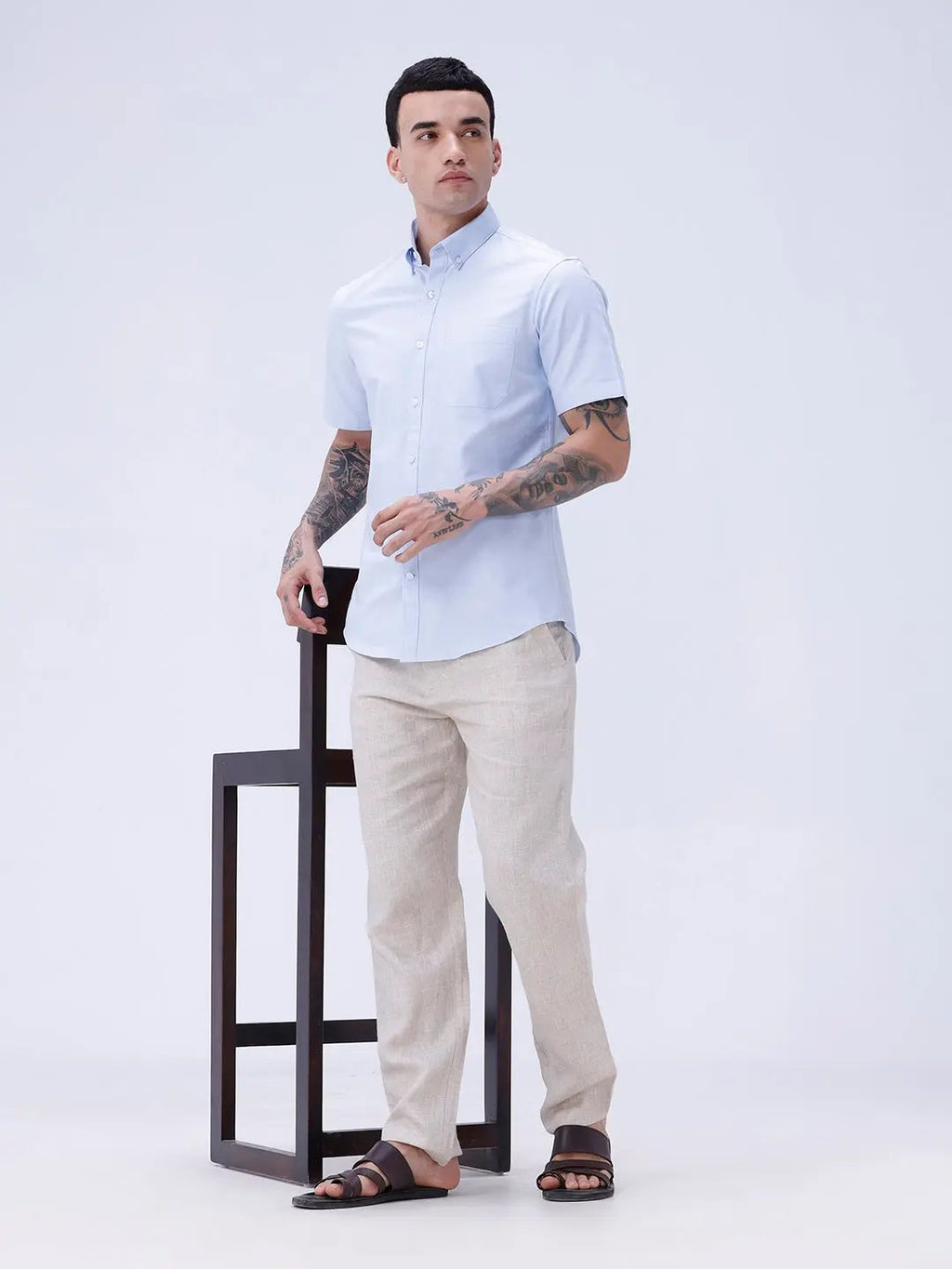 Blue Oxford Plain Short Sleeve ShirtUnited By Hope