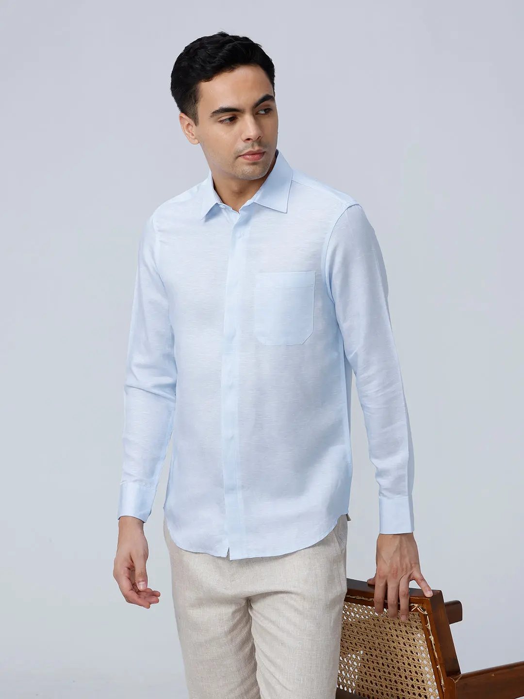 Blue Tencel Plain ShirtUnited By Hope