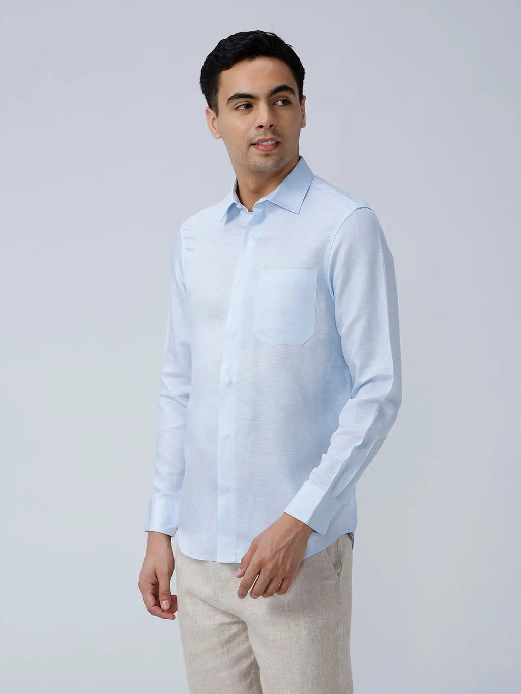 Blue Tencel Plain ShirtUnited By Hope