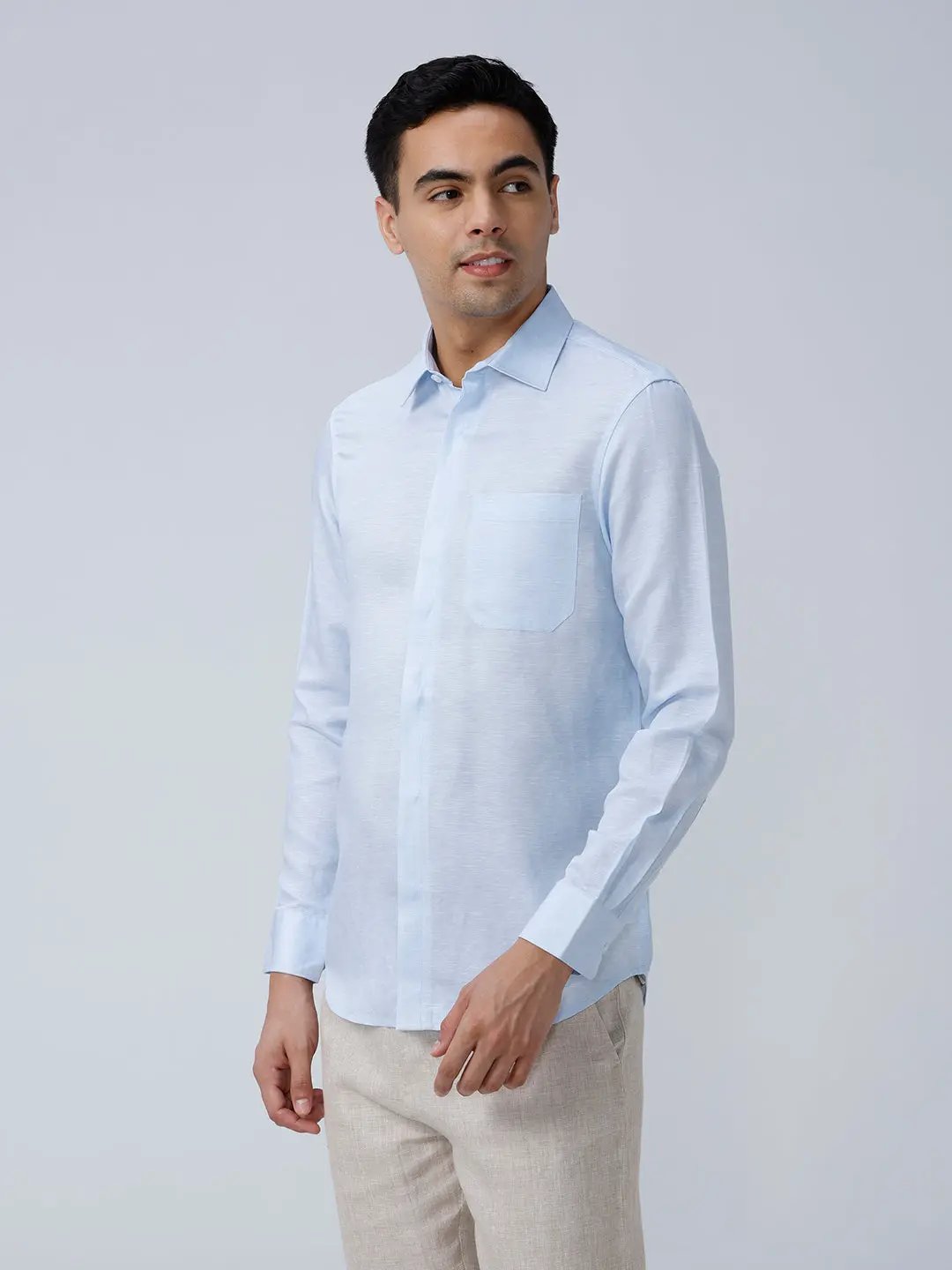 Blue Tencel Plain ShirtUnited By Hope