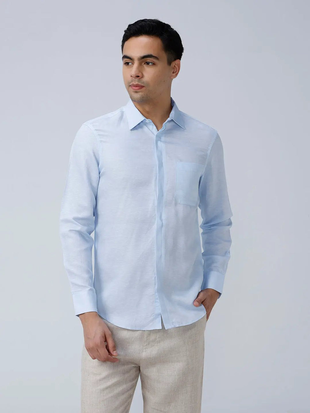 Blue Tencel Plain ShirtUnited By Hope