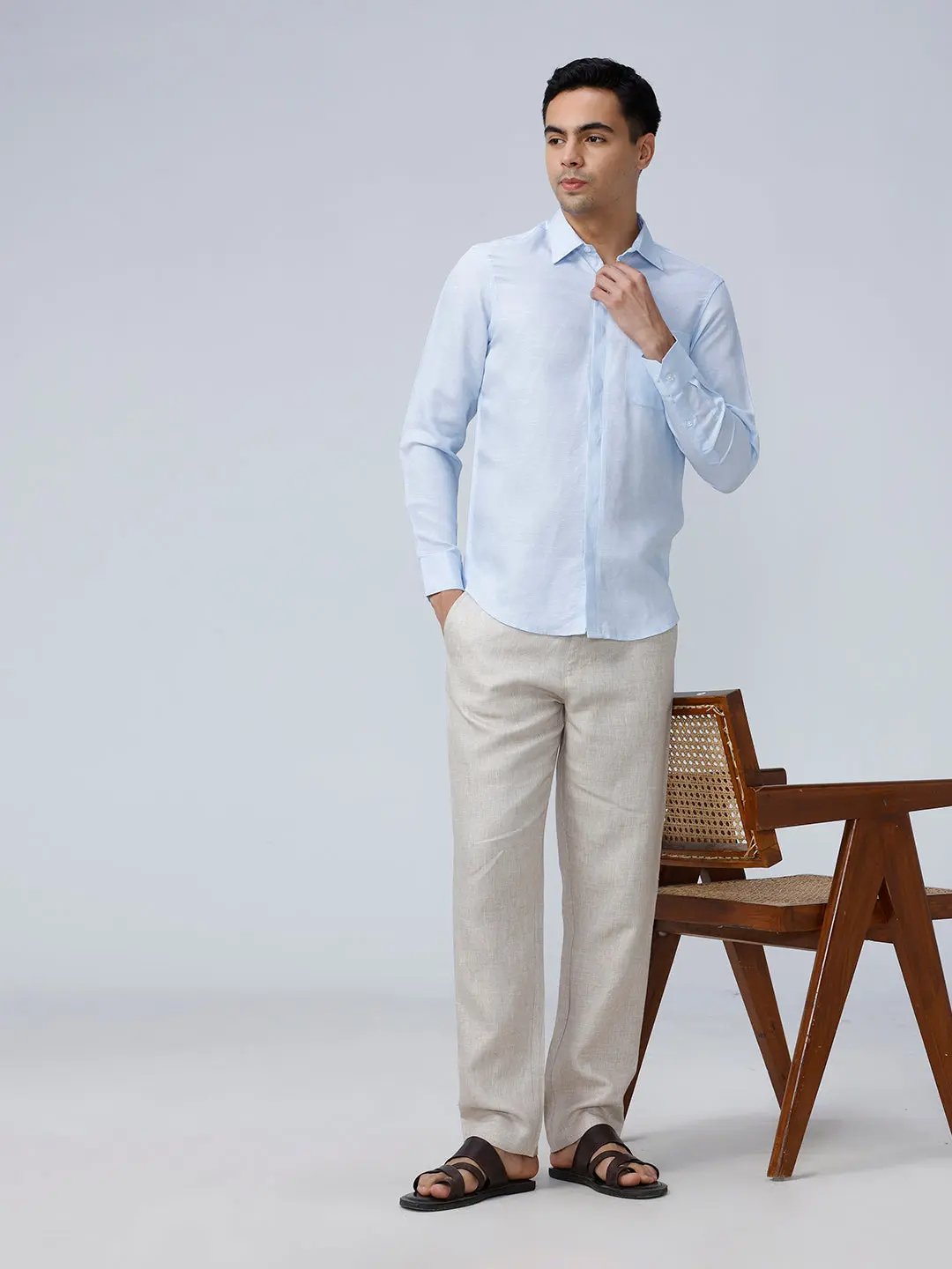 Blue Tencel Plain ShirtUnited By Hope