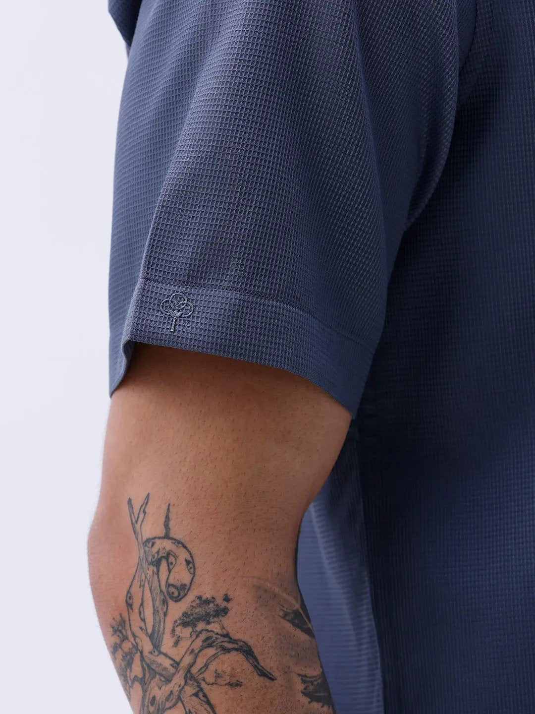 Blue Waffle Dobby Plain Short Sleeve ShirtUnited By Hope