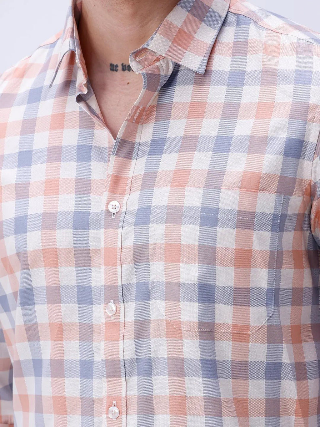 Blue and Beige Checks Dobby ShirtUnited By Hope