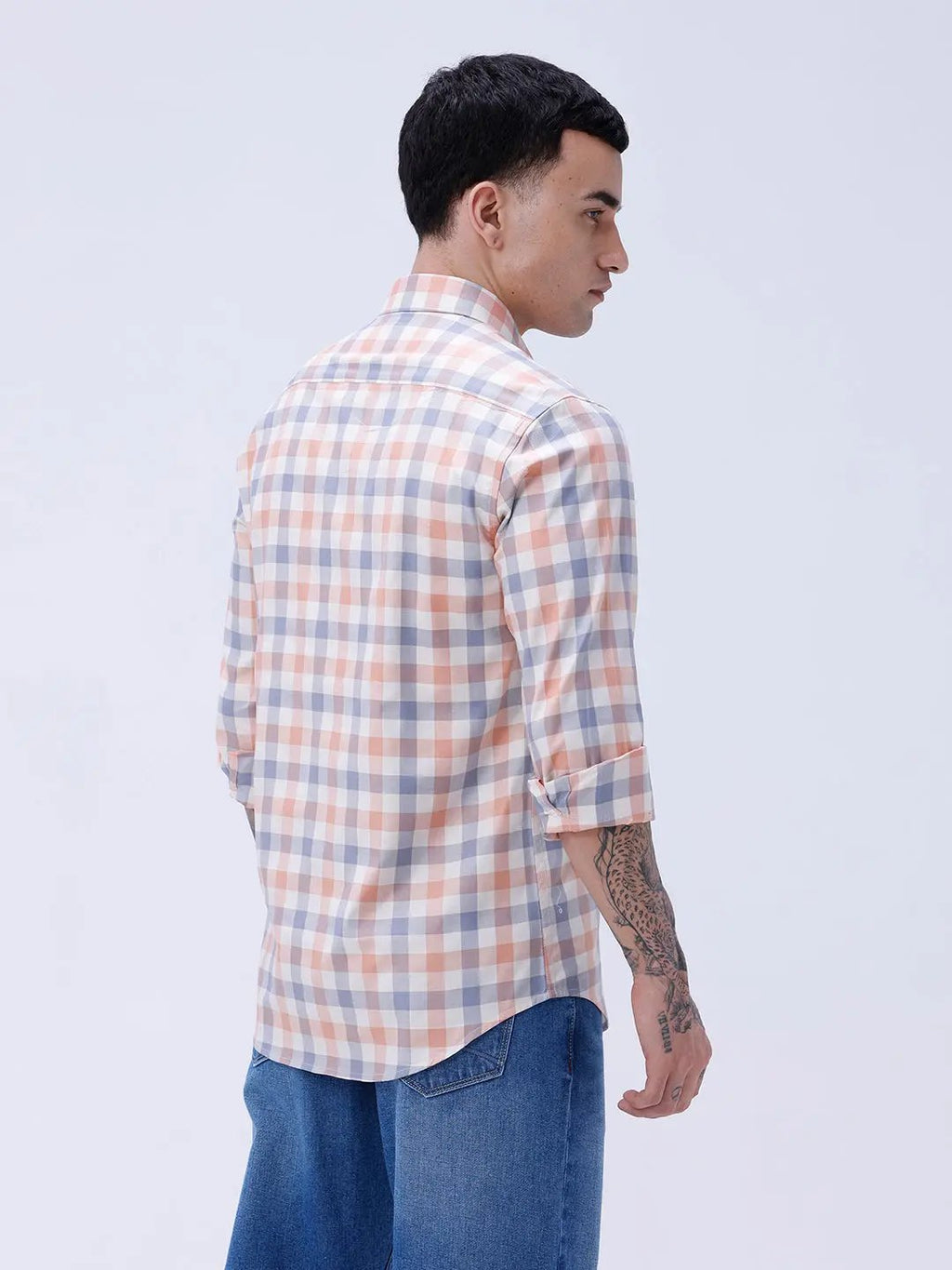Blue and Beige Checks Dobby ShirtUnited By Hope