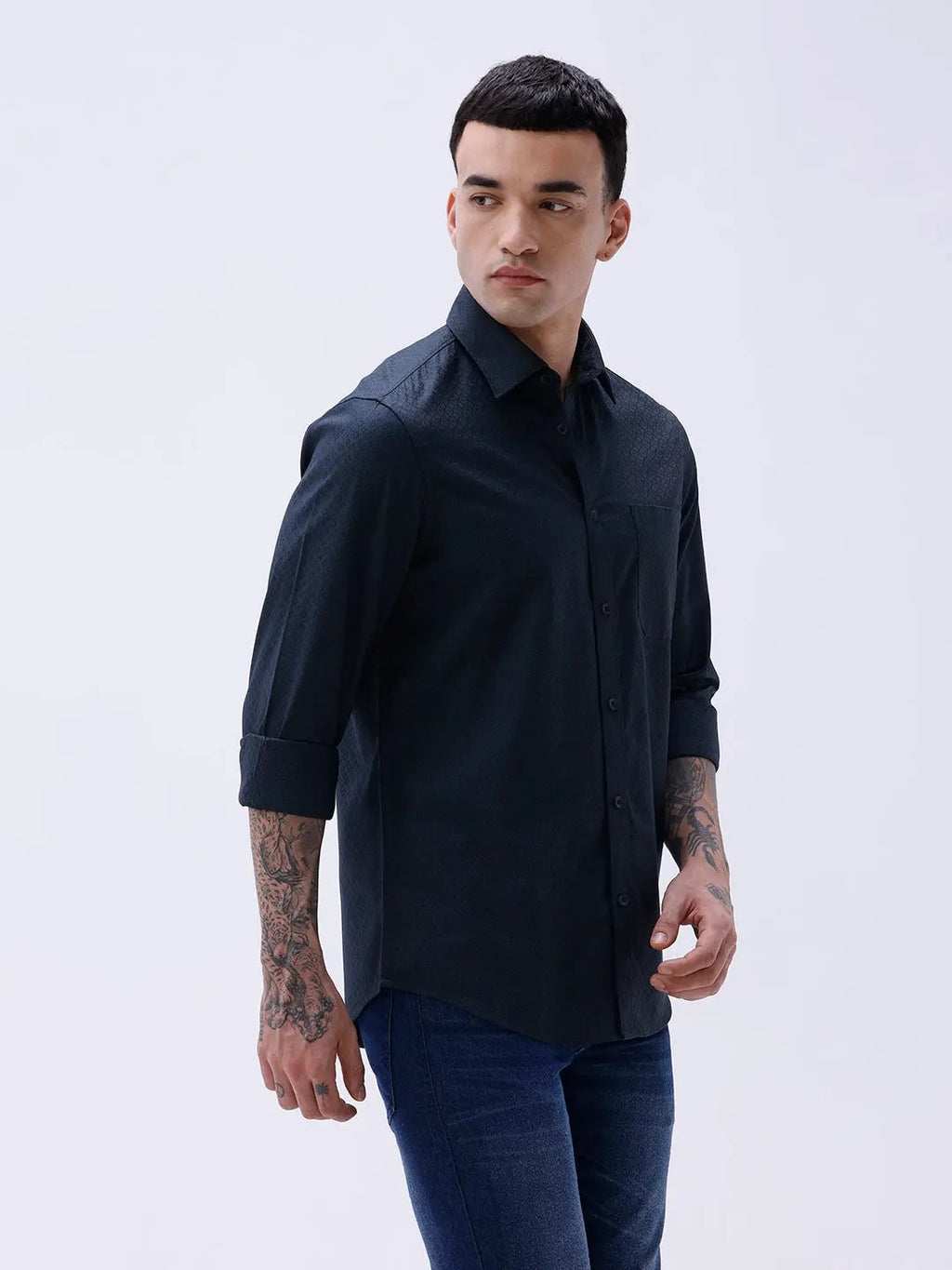 Blue and Black Structured Dobby ShirtUnited By Hope