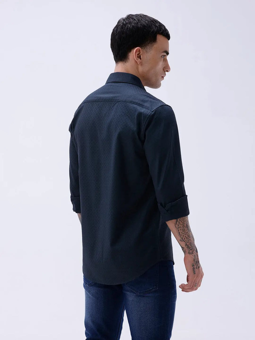 Blue and Black Structured Dobby ShirtUnited By Hope