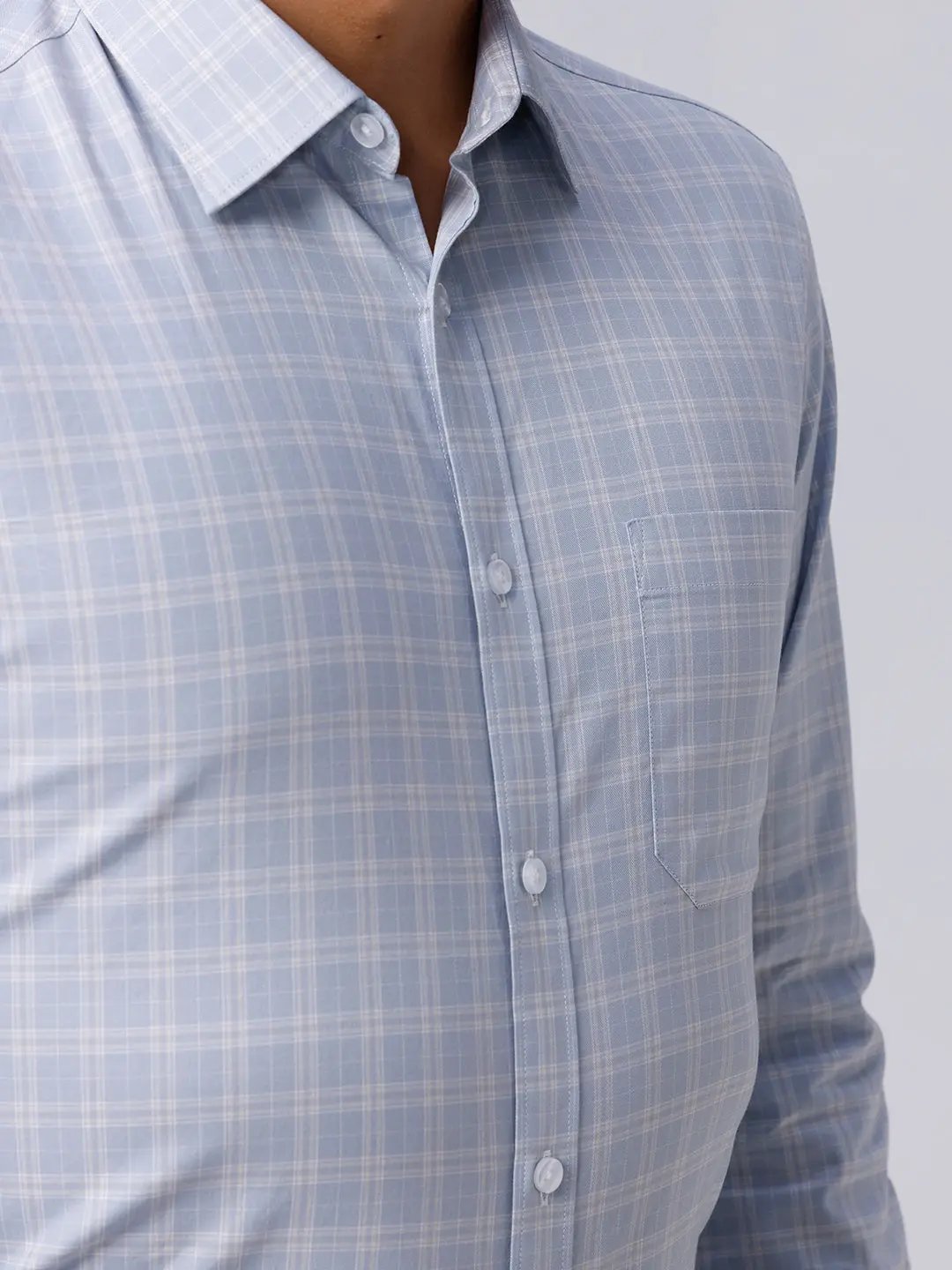 Blue and Grey Checks Poplin / Dobby ShirtUnited By Hope