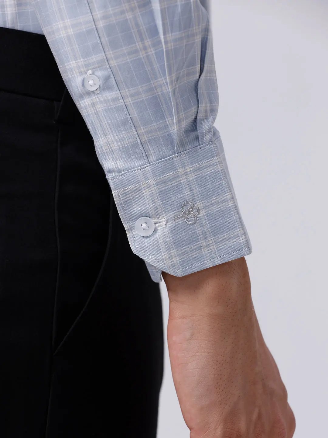 Blue and Grey Checks Poplin / Dobby ShirtUnited By Hope