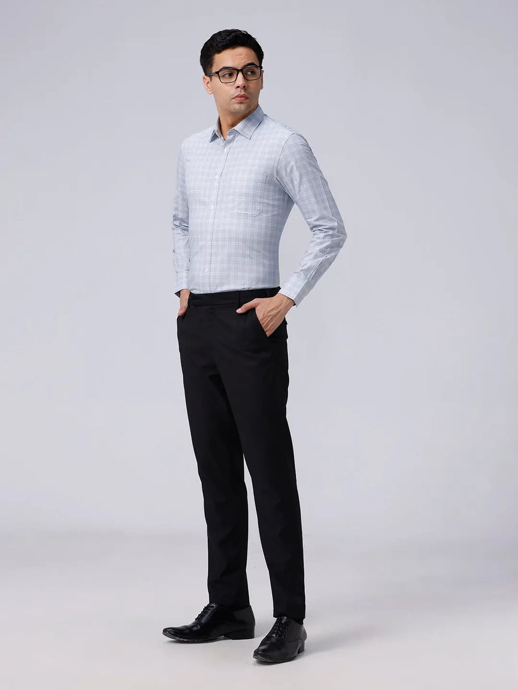 Blue and Grey Checks Poplin / Dobby ShirtUnited By Hope