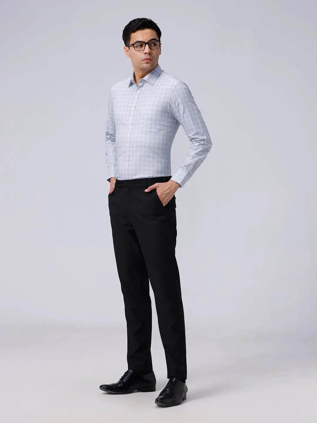Blue and Grey Checks Poplin / Dobby ShirtUnited By Hope