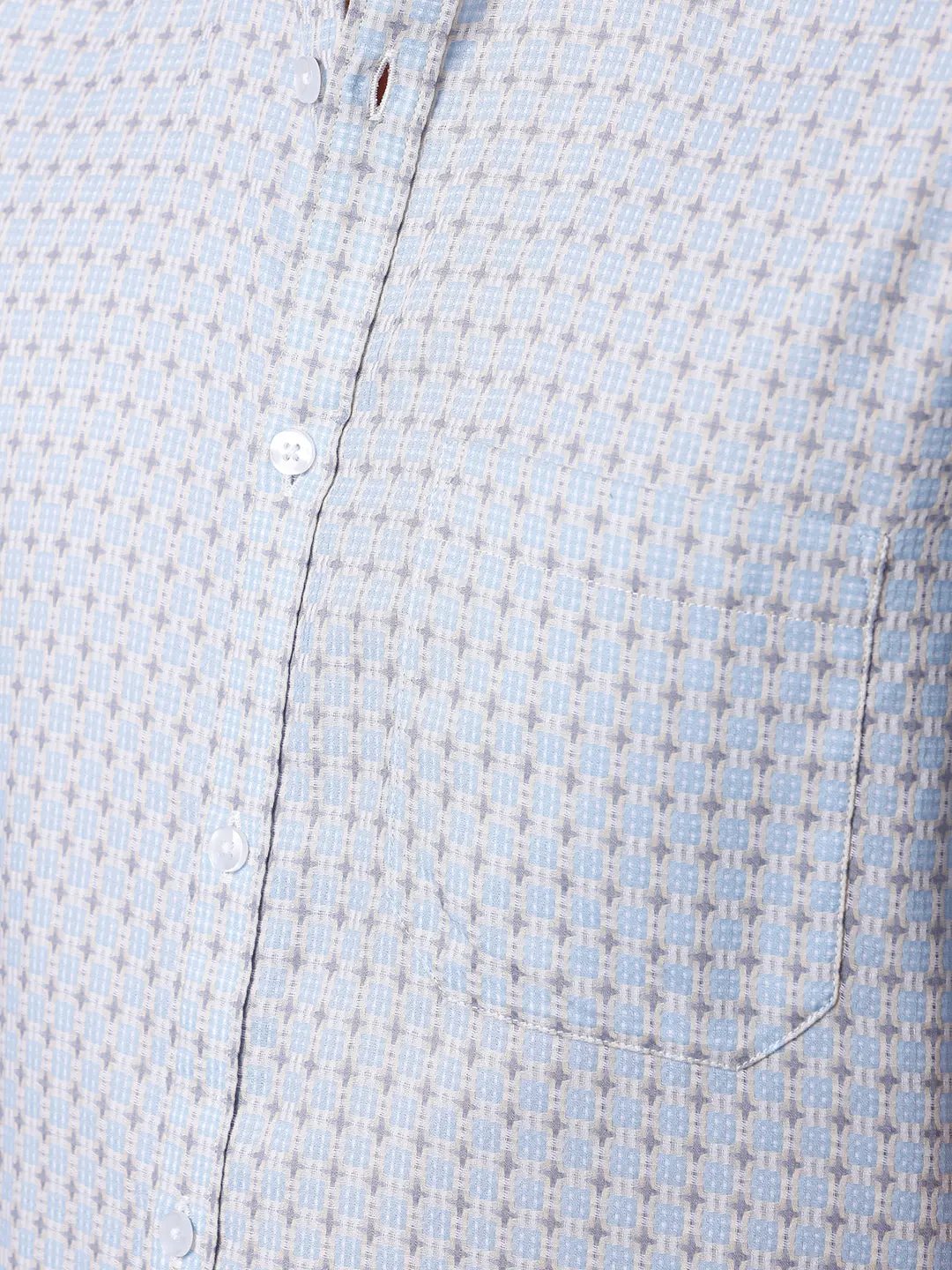 Blue and Grey Printed Dobby ShirtUnited By Hope