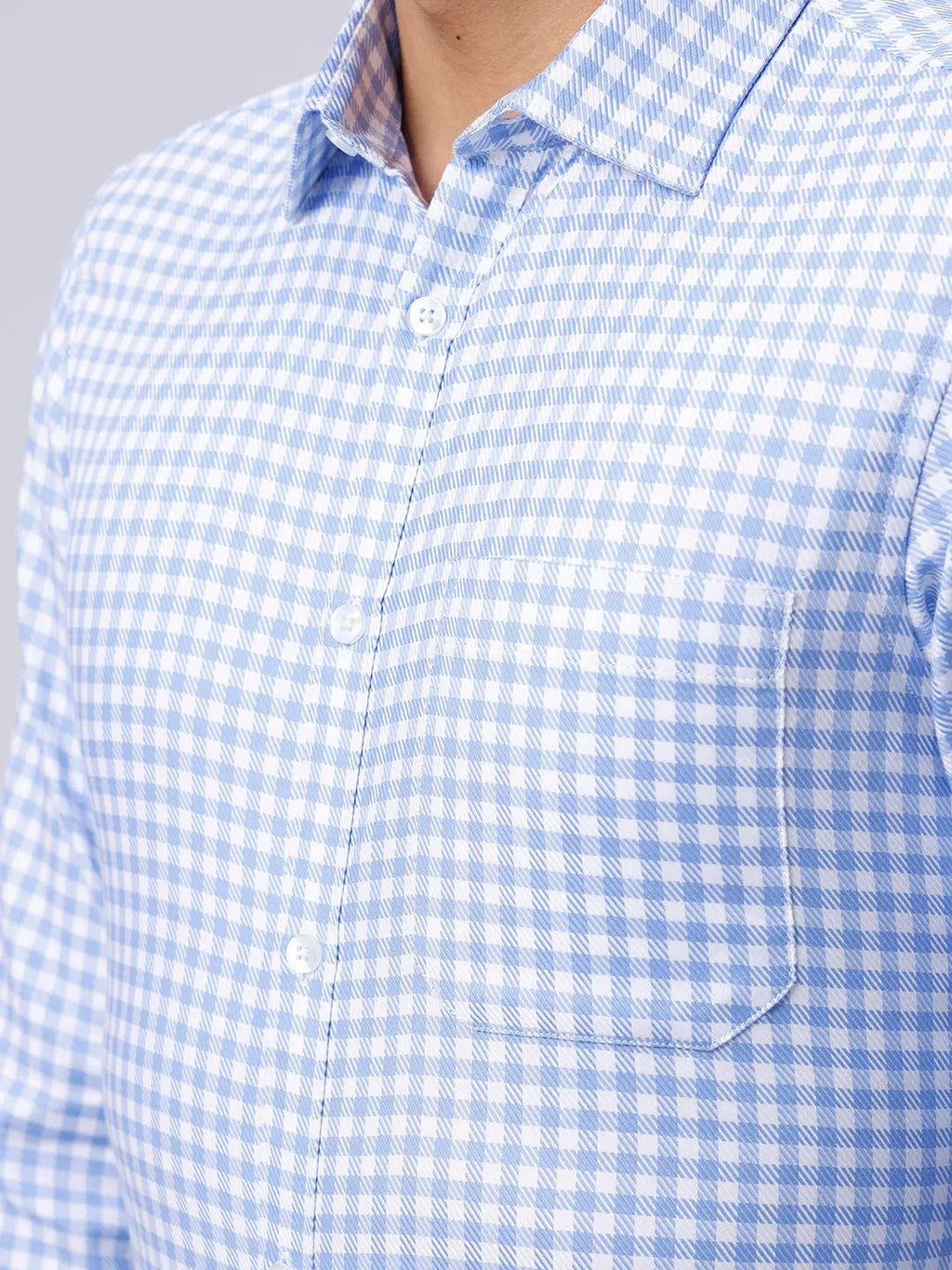 Blue and White Checks Dobby ShirtUnited By Hope