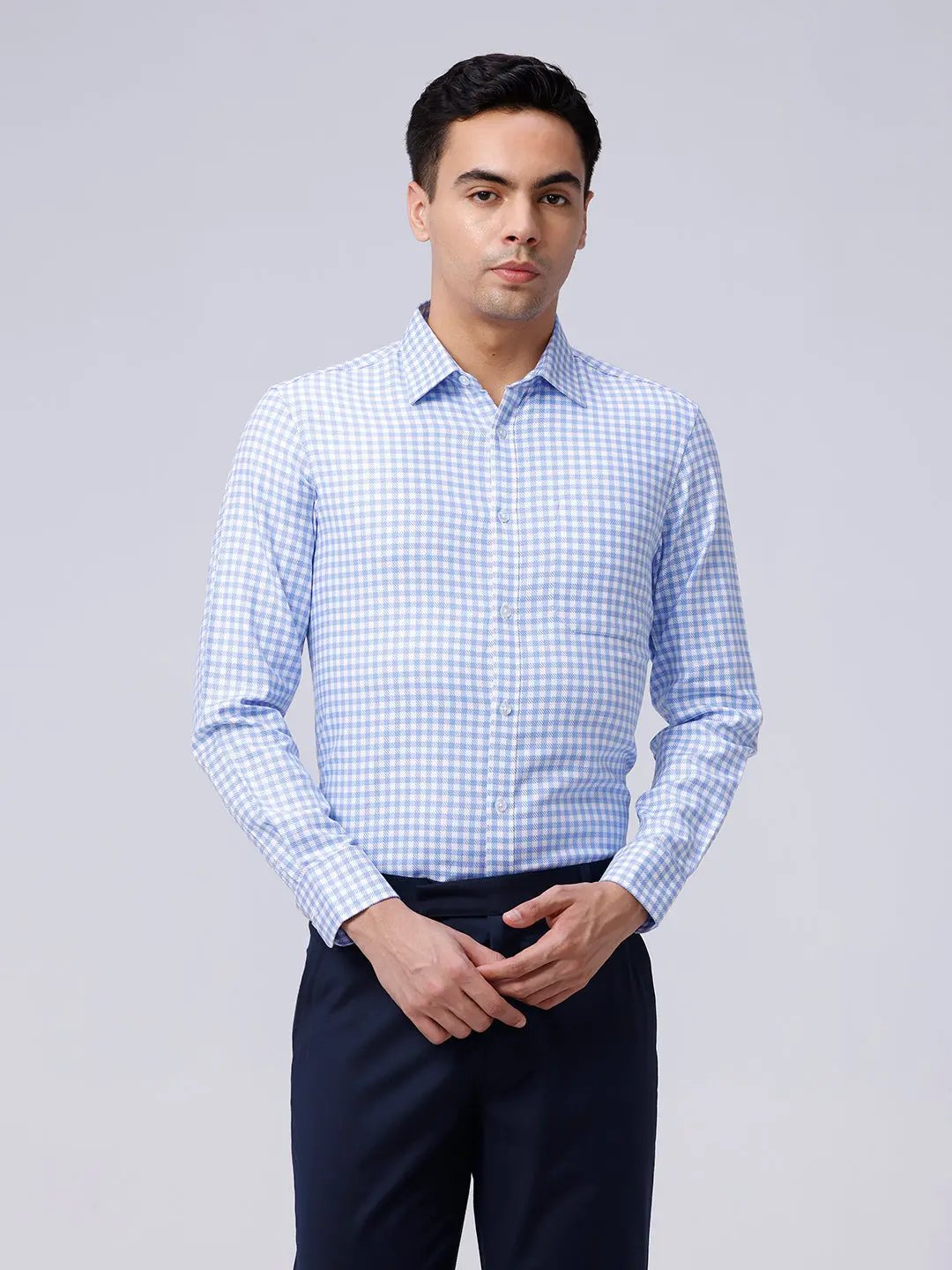 Blue and White Checks Dobby ShirtUnited By Hope