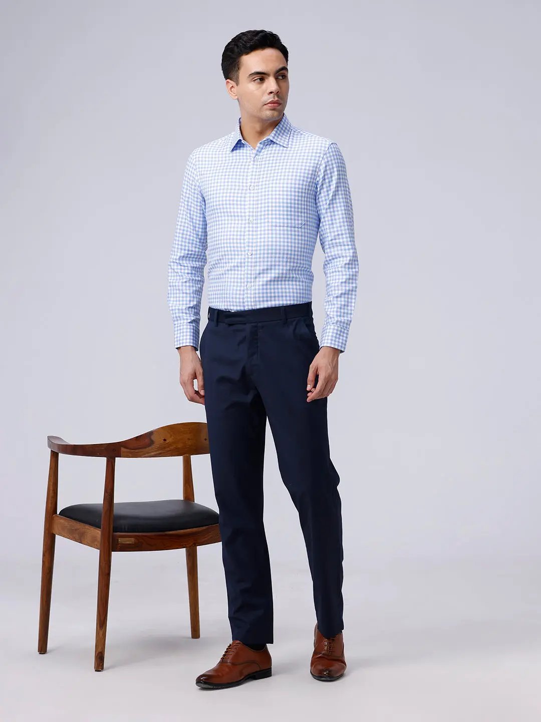 Blue and White Checks Dobby ShirtUnited By Hope