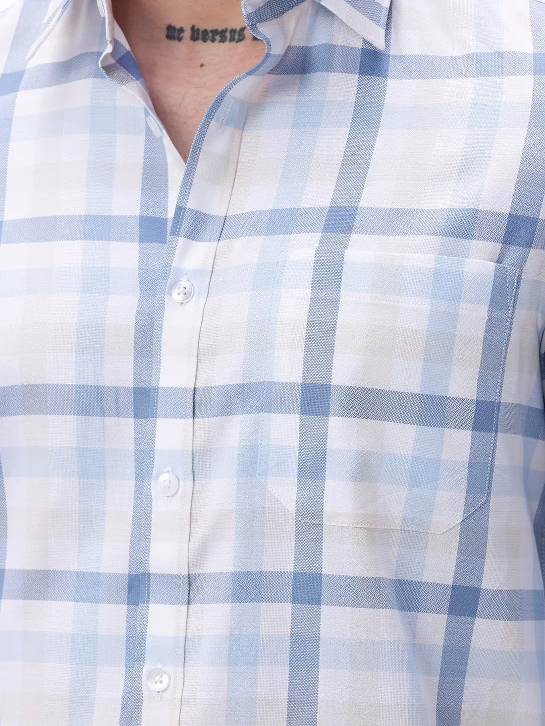 Blue and White Checks Poplin / Dobby ShirtUnited By Hope
