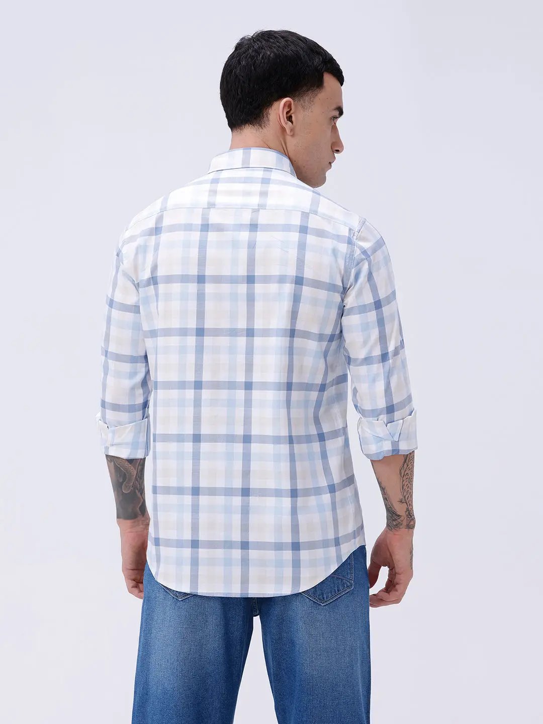 Blue and White Checks Poplin / Dobby ShirtUnited By Hope