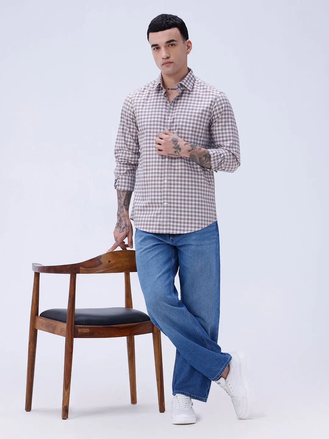 Brown Checks Dobby ShirtUnited By Hope