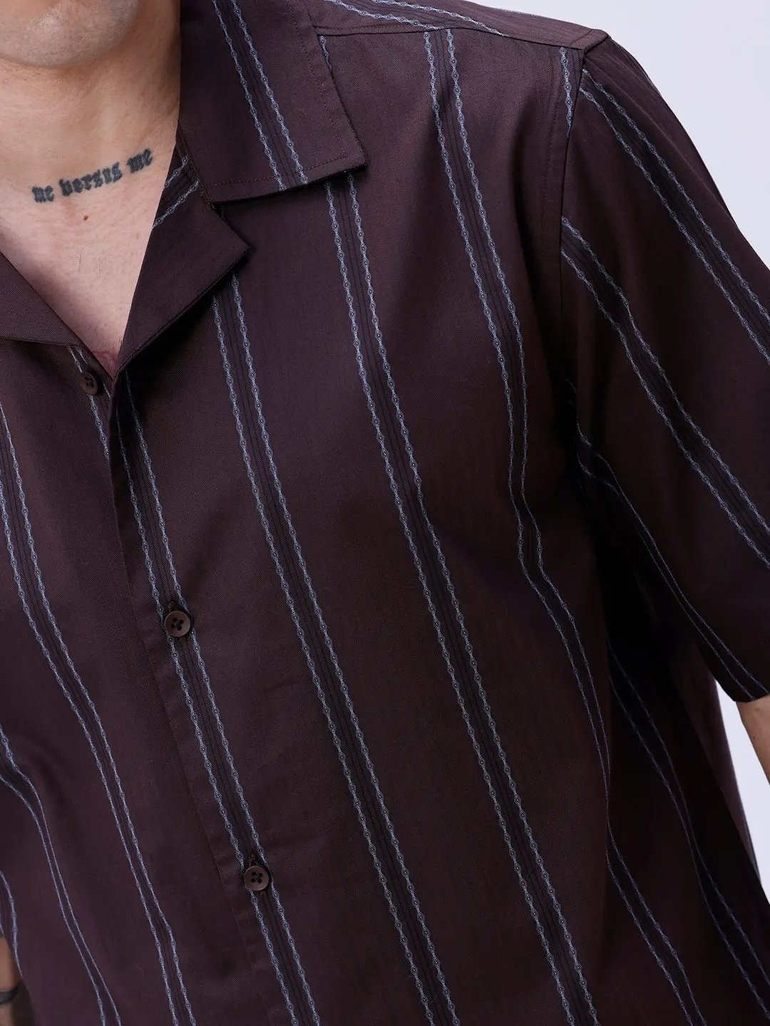 Brown Dobby Stripes ShirtUnited By Hope