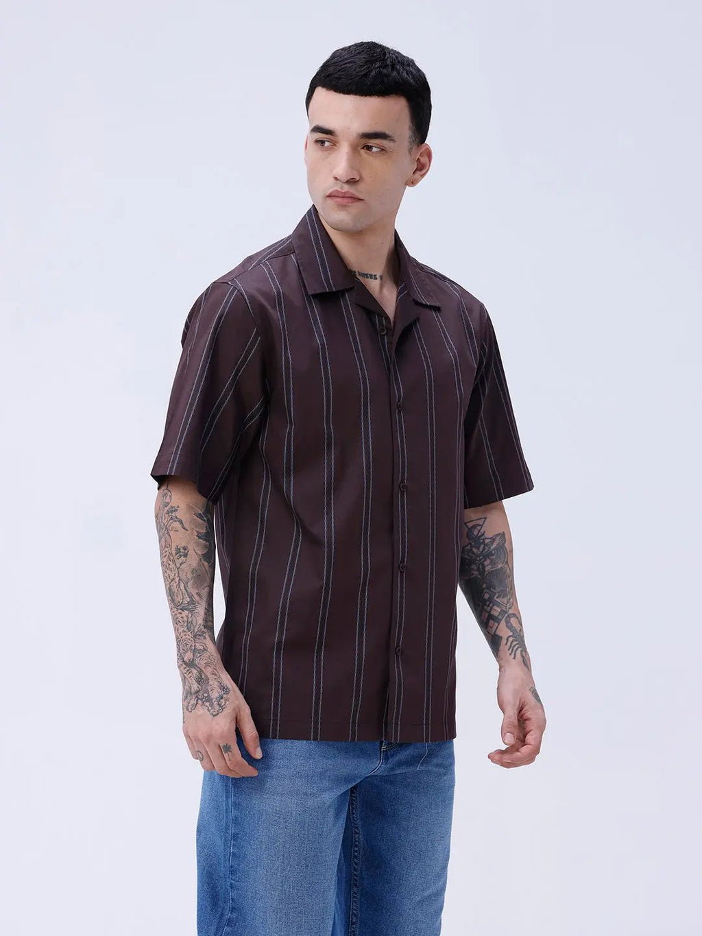Brown Dobby Stripes ShirtUnited By Hope