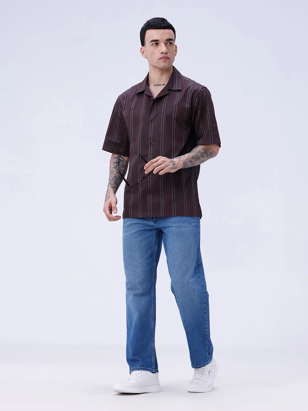 Brown Dobby Stripes ShirtUnited By Hope