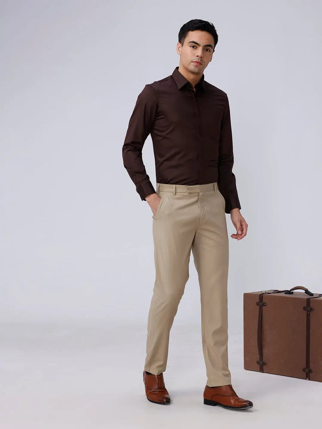 Brown Satin Plain ShirtUnited By Hope