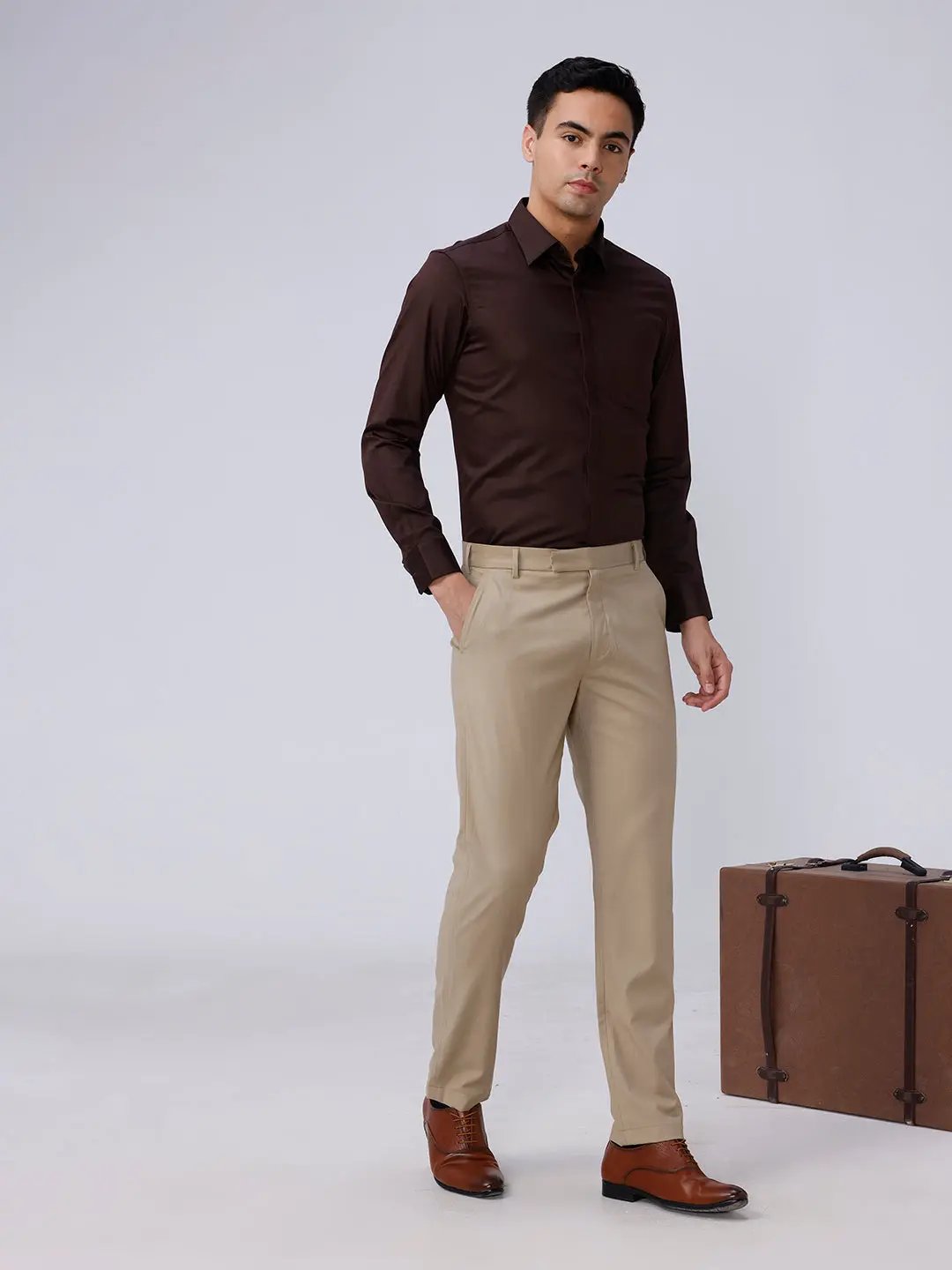 Brown Satin Plain ShirtUnited By Hope