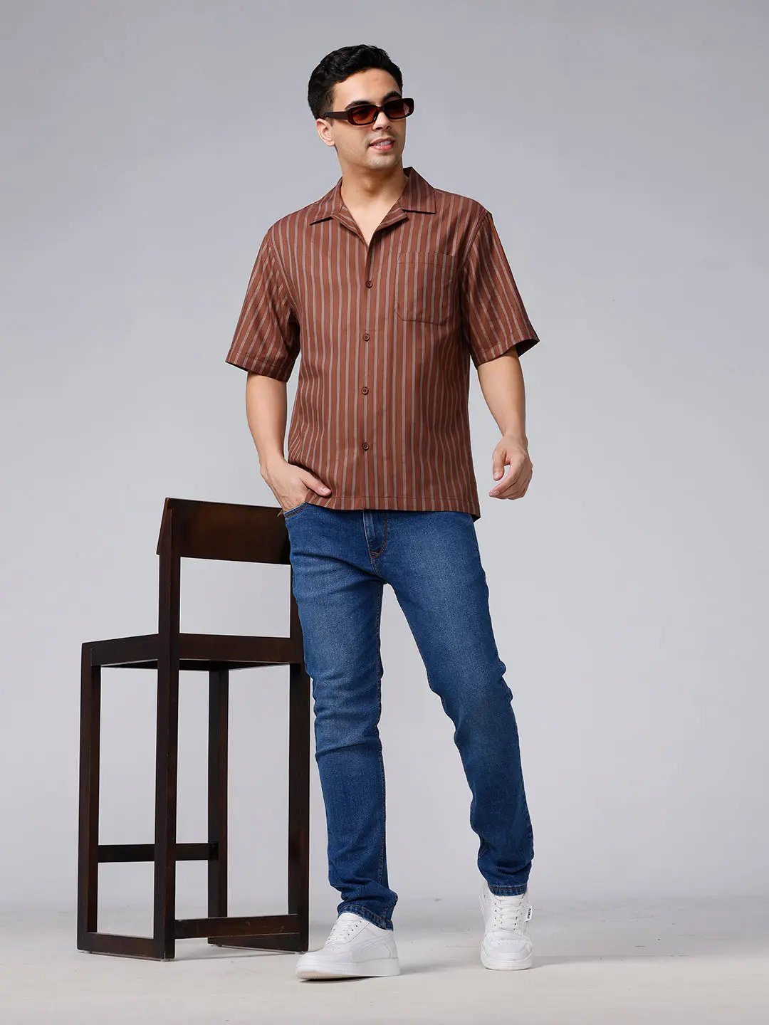 Brown Twill Stripes ShirtUnited By Hope
