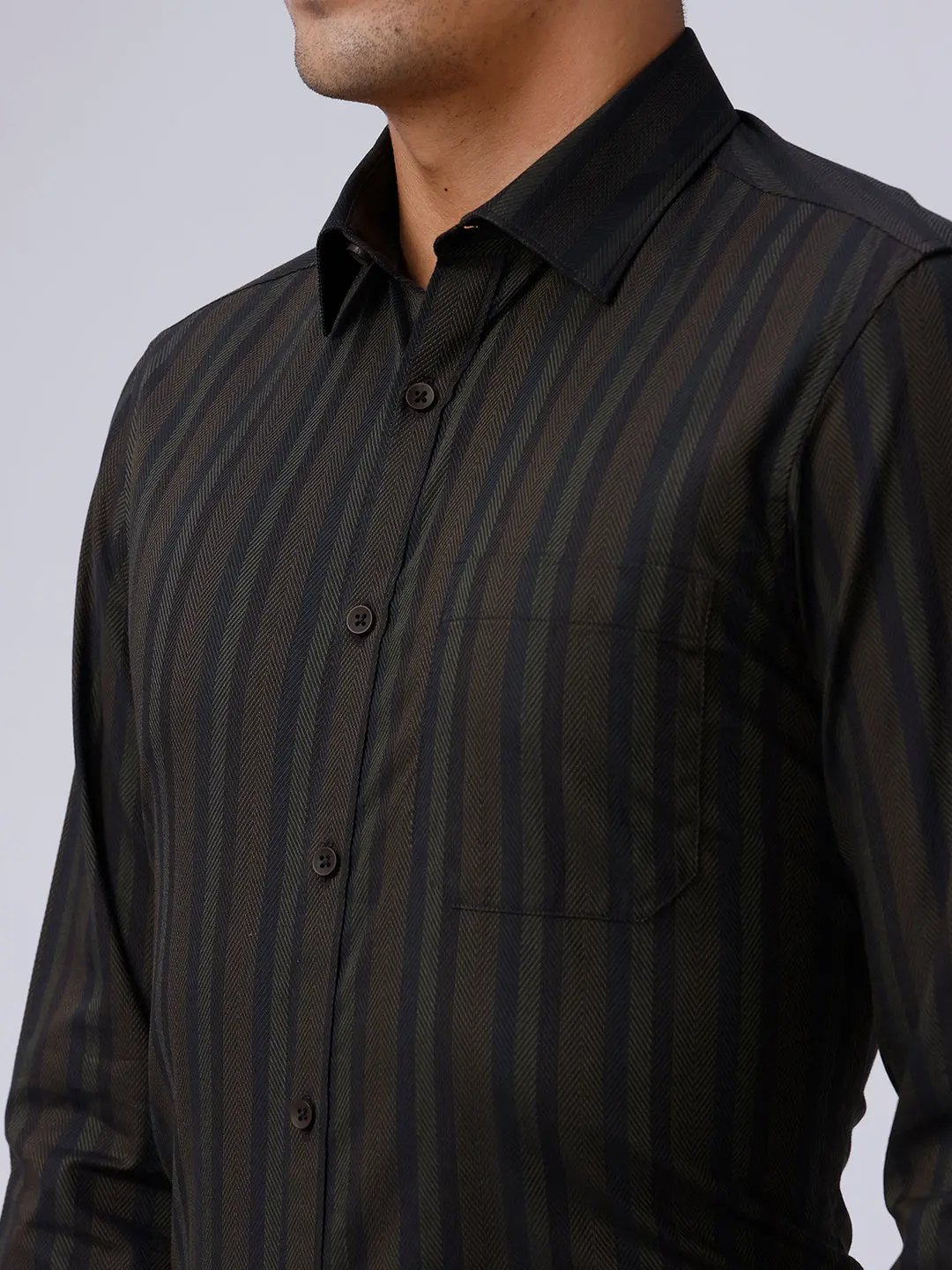 Brown and Black Stripes Twill ShirtUnited By Hope