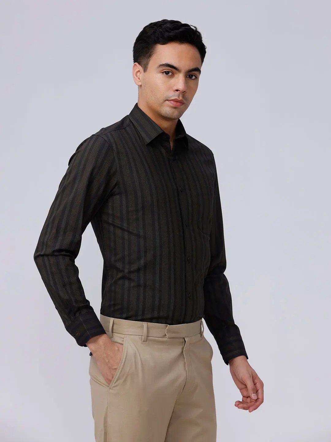 Brown and Black Stripes Twill ShirtUnited By Hope
