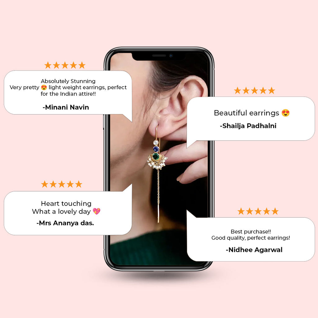 92.5 Sterling Silver Multicolor Sui Dhaga Earrings