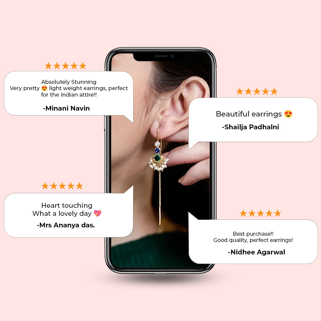 92.5 Sterling Silver Multicolor Sui Dhaga Earrings