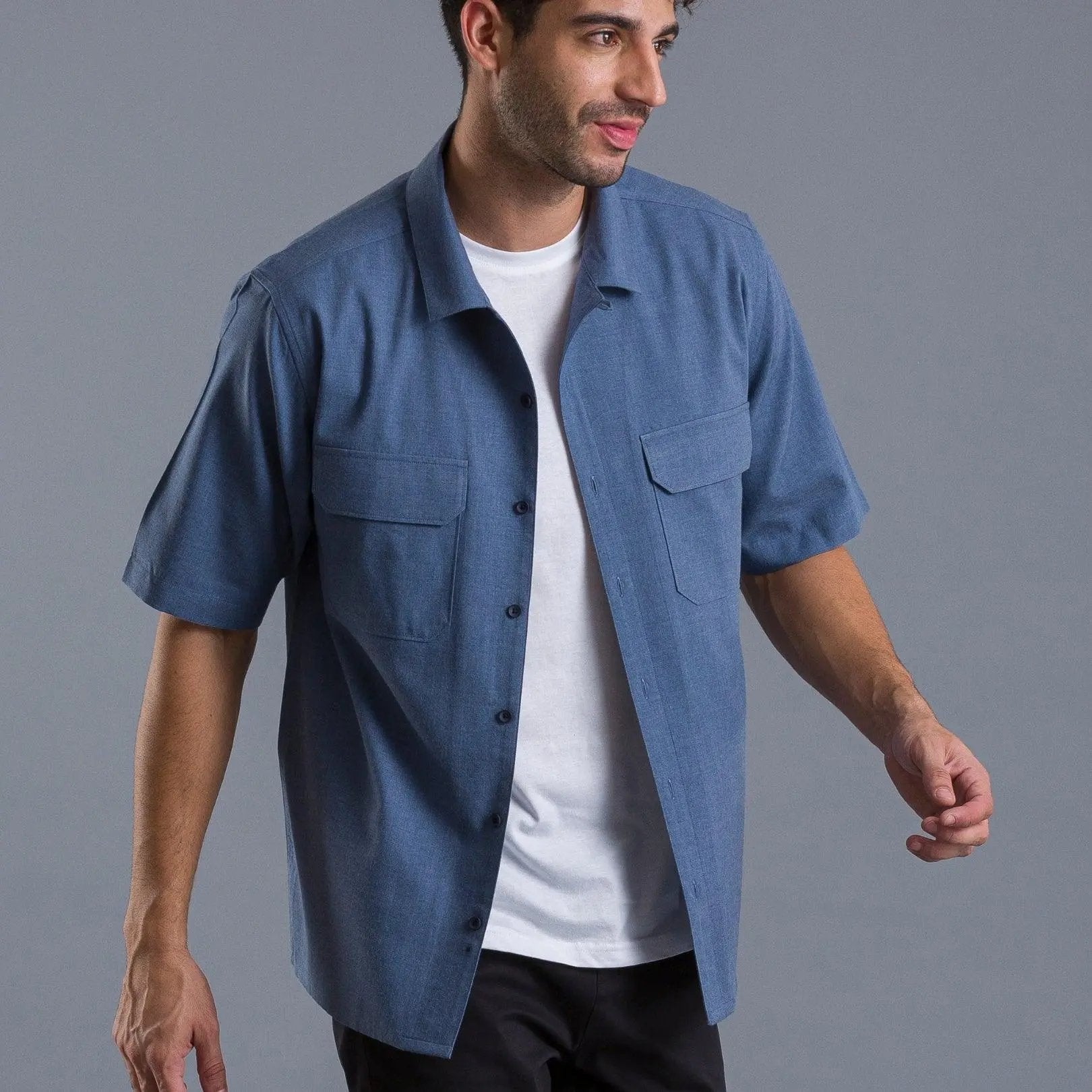 Brushed Blue oversized cotton shirtUnited By Hope