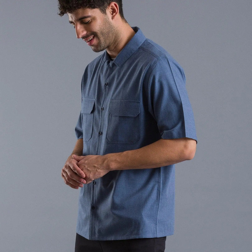 Brushed Blue oversized cotton shirtUnited By Hope