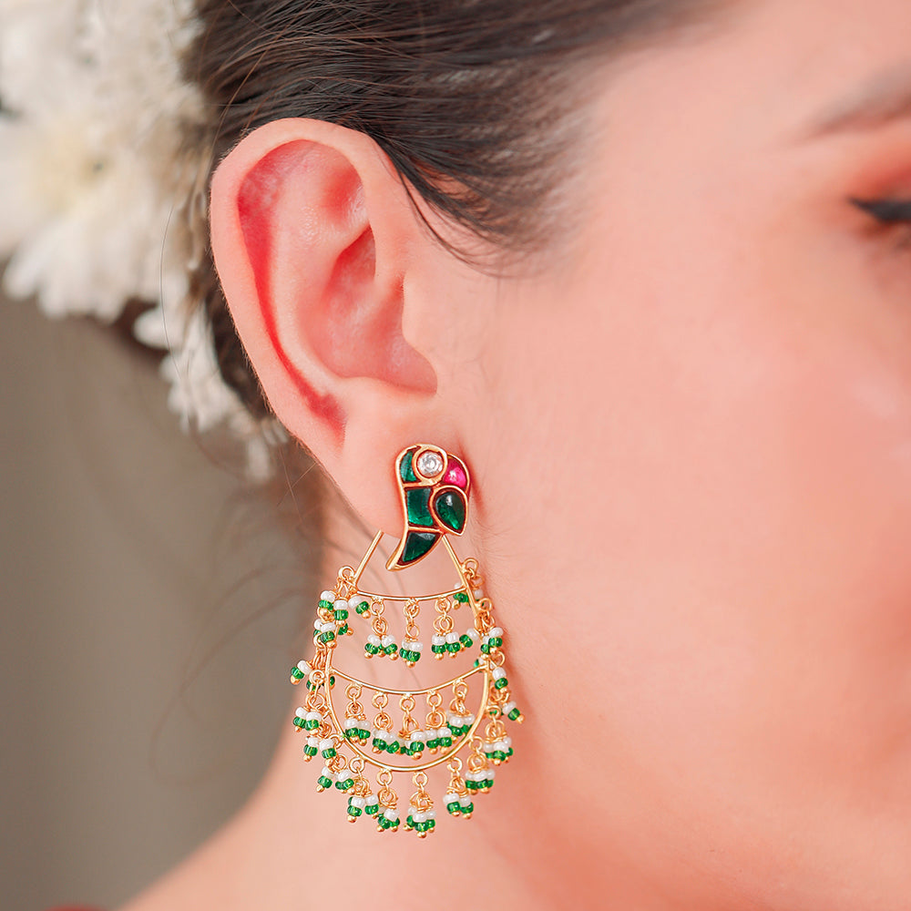 Mithu Dancing Pearl Silver 24k Gold Plated Earrings