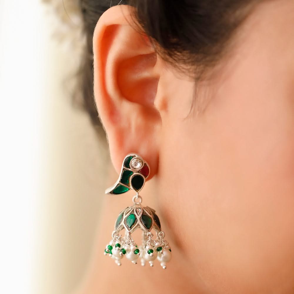 Mithu Silver Jhumki Earrings