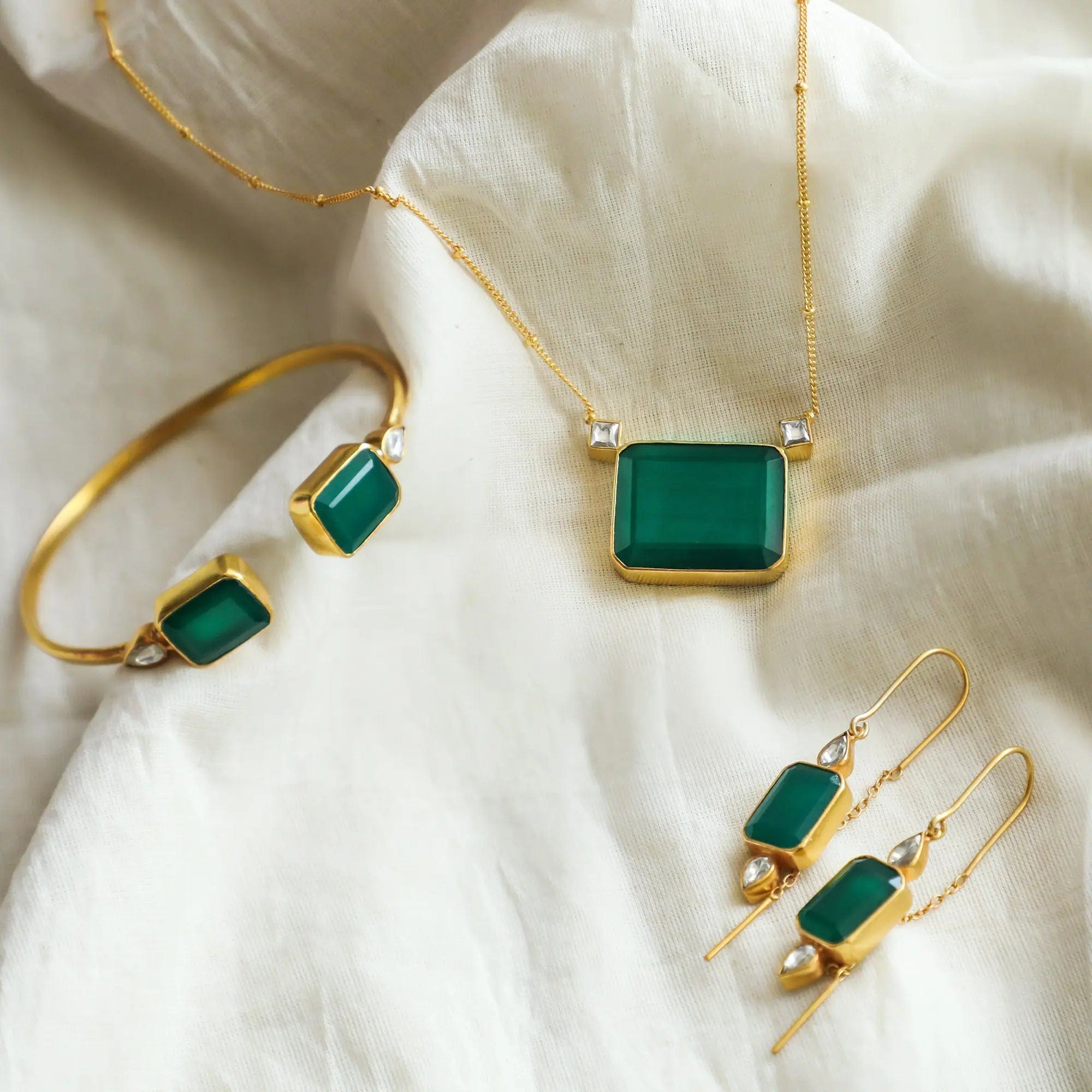 Celebration Green Onyx Silver Set