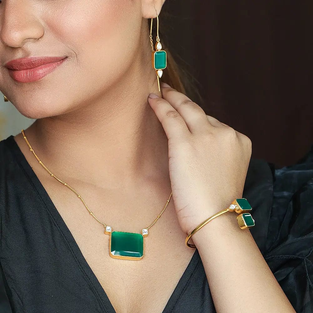 Celebration Green Onyx Silver Set