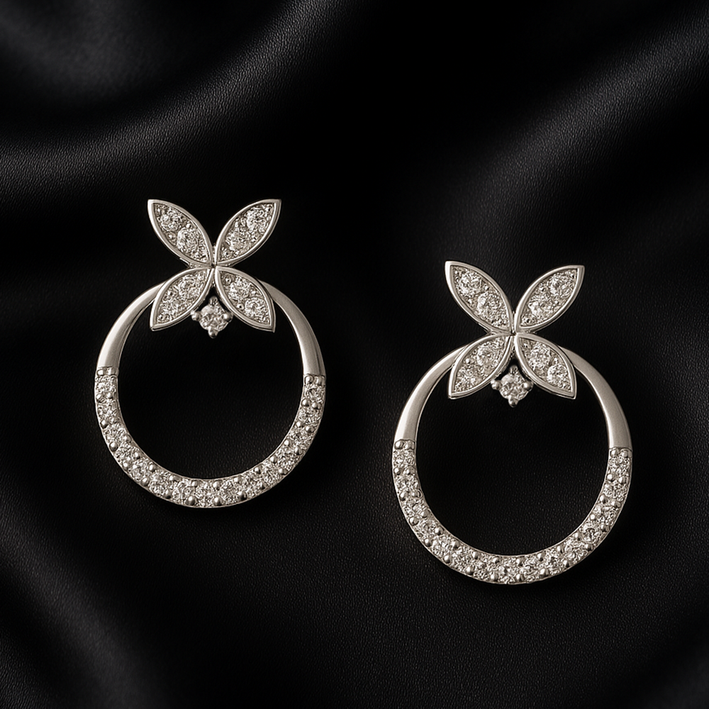 Radiant Silver Zircon Studs