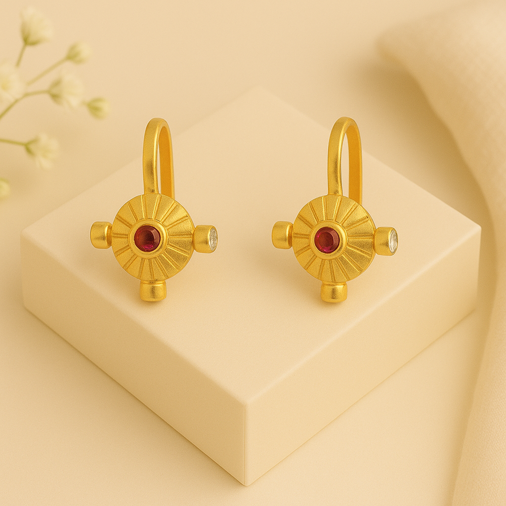 Vishnu Chakra Pure 925 Silver Ear clips