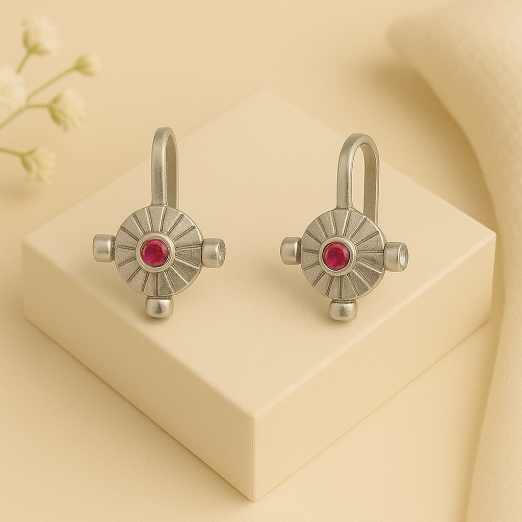 Vishnu Chakra Pure 925 Silver Ear clips