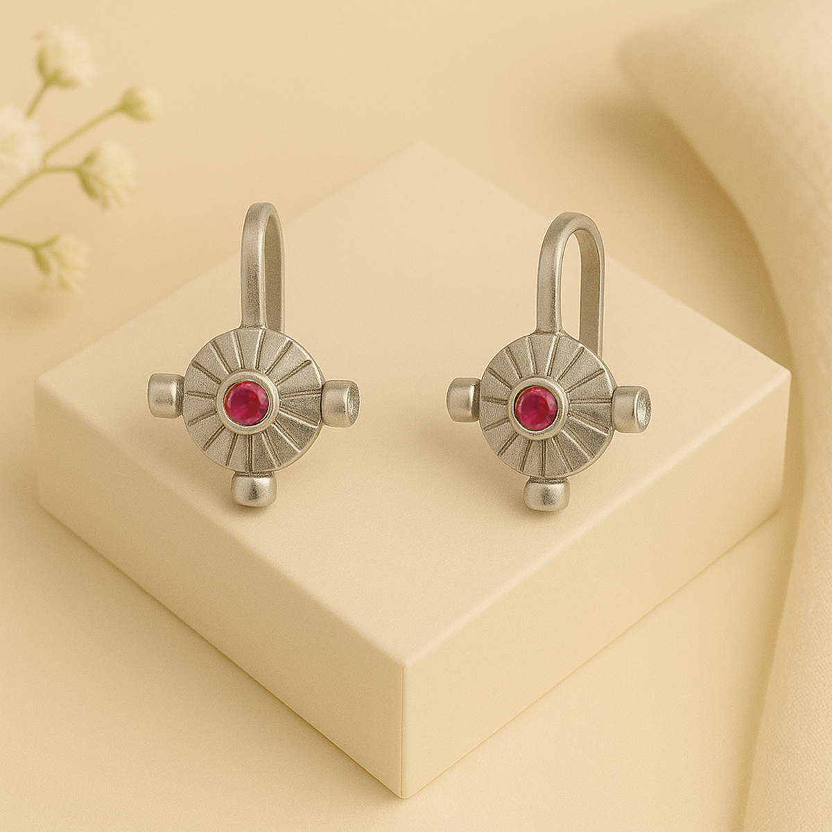 Vishnu Chakra Pure 925 Silver Ear clips