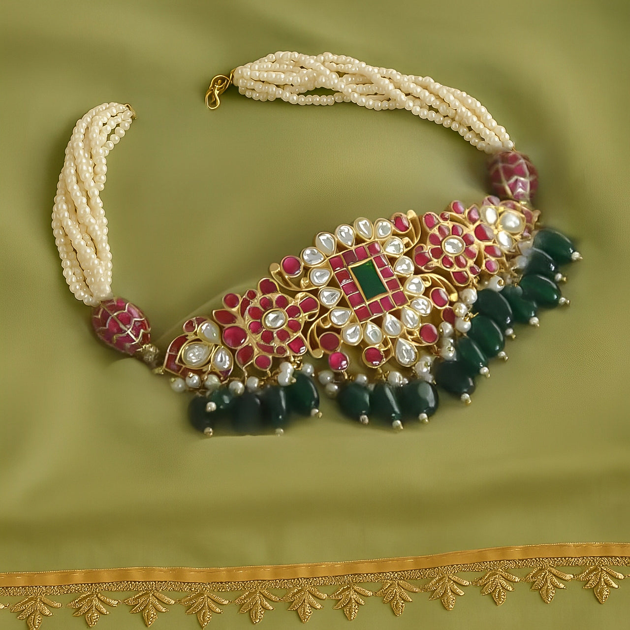 Kundan Jadau Silver Choker