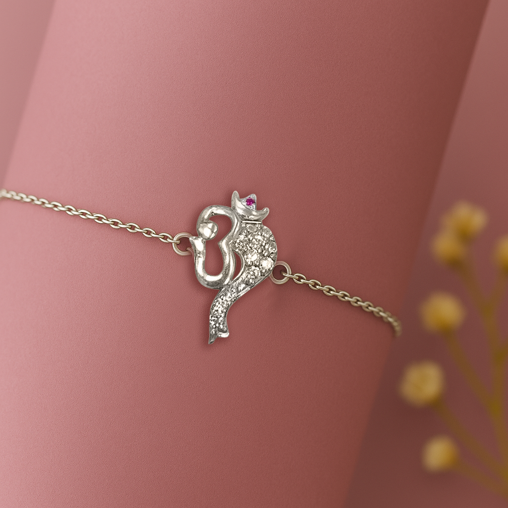 Radiant Om 925 Silver Bracelet with Zirconia Sparkle