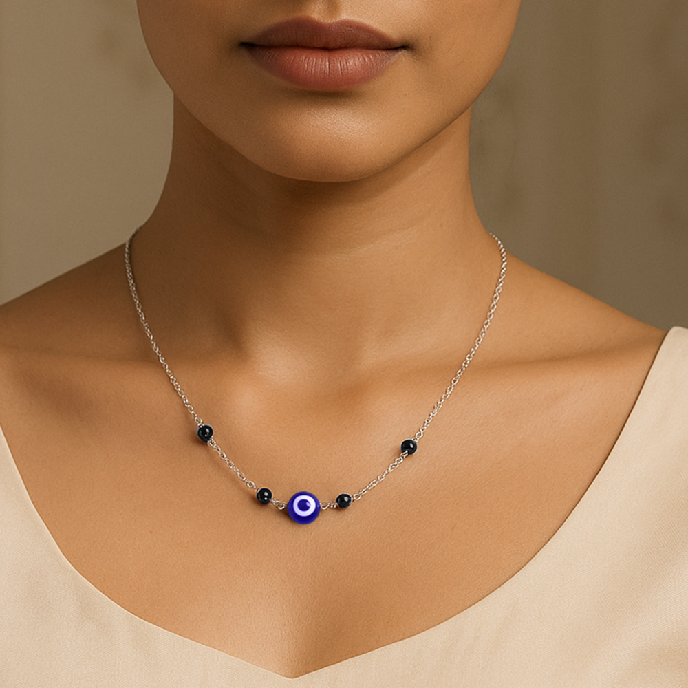 92.5  Silver Evil eye Necklace