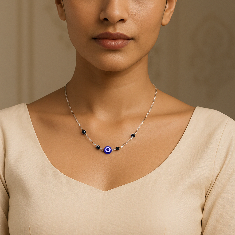 92.5  Silver Evil eye Necklace