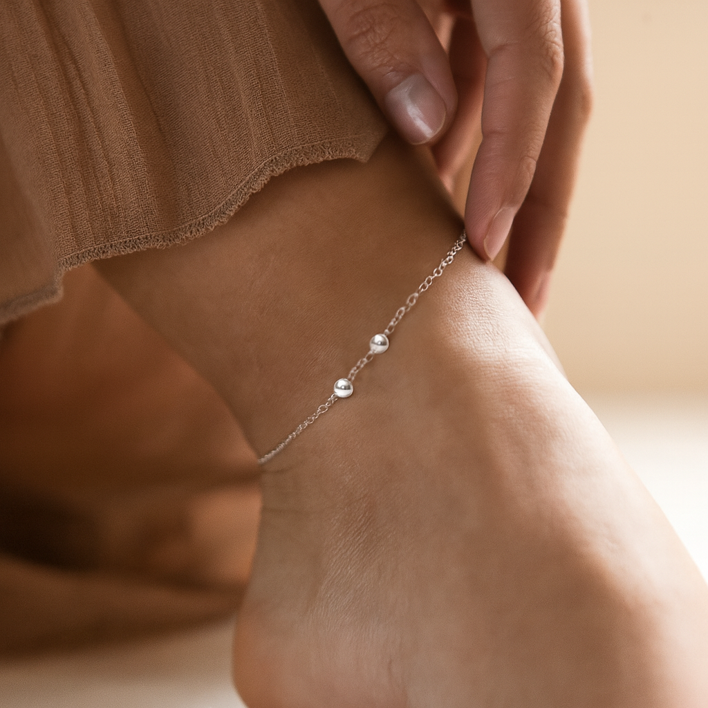 Silver 925 Twin Charm Anklet