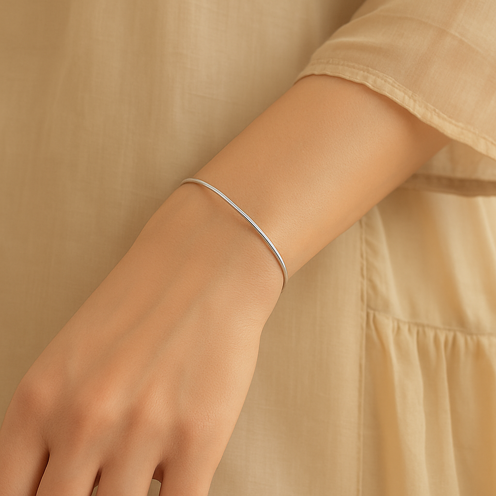 Minimal Plain Silver 92.5 Bangle(Single)
